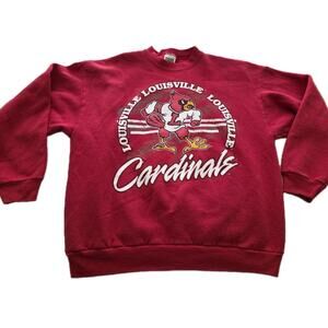 VTG 90s Lousiville Cardinals Sweatshirt Men’s XL Red USA Kentucky Basketball